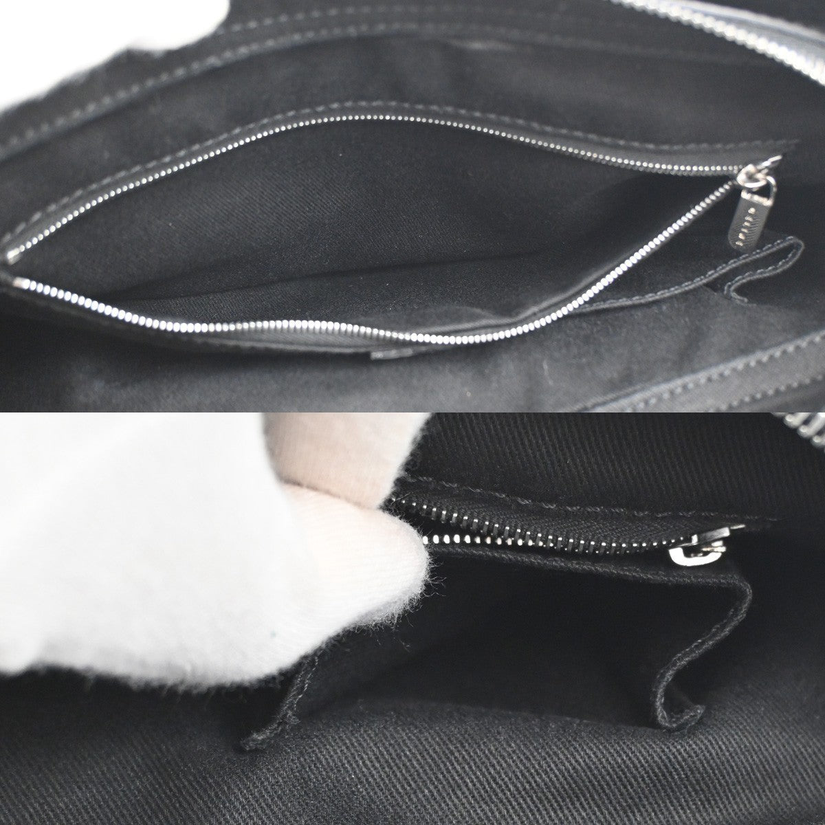 CELINE C Macadam Pattern Shoulder bag Black Suede Leather Black SHW 32CA419