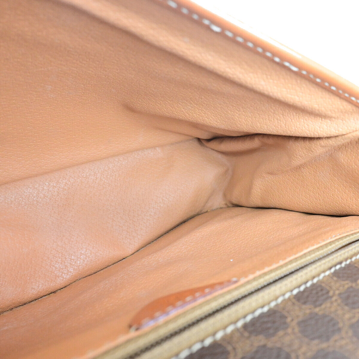 CELINE Logo Macadam Pattern Shoulder Bag PVC Leather Brown GHW Italy 05YF255