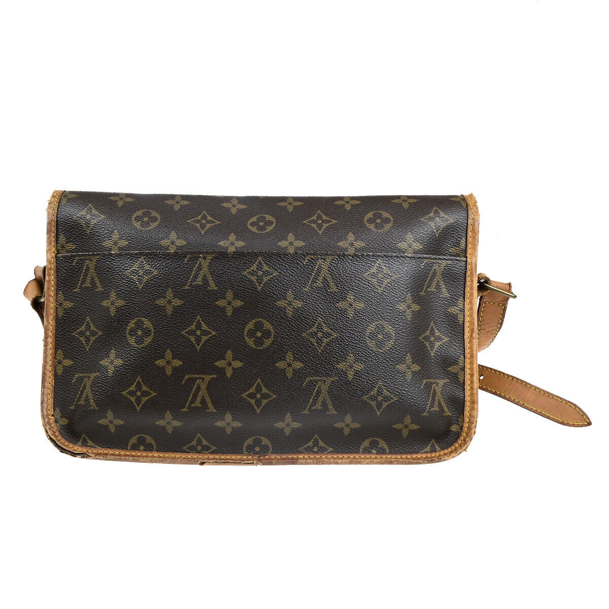 LOUIS VUITTON Gibeciere MM Shoulder Bag Monogram Leather Brown M42247 36YF451