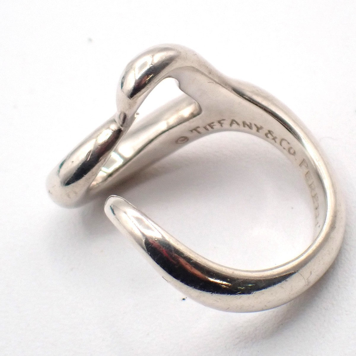 Tiffany & Co. Logo Open Heart  Elsa Peretti Ring US Size 6 Silver Ag 925 09KP564