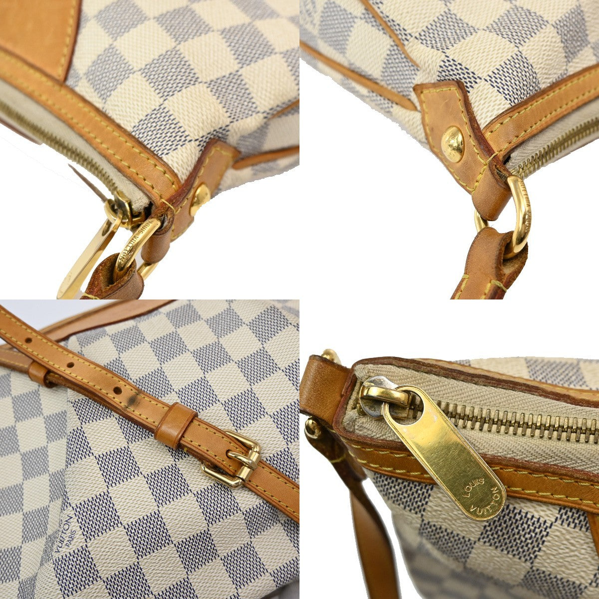 LOUIS VUITTON Siracusa PM Shoulder Bag Damier Azur Leather White N41113 16KB689
