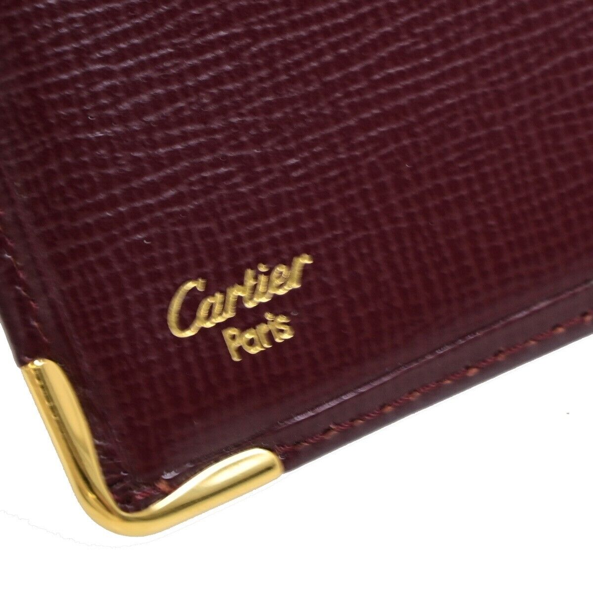 Must De Cartier 2C Logo Vertical Long Bifold Wallet Leather Bordeaux 02EB608