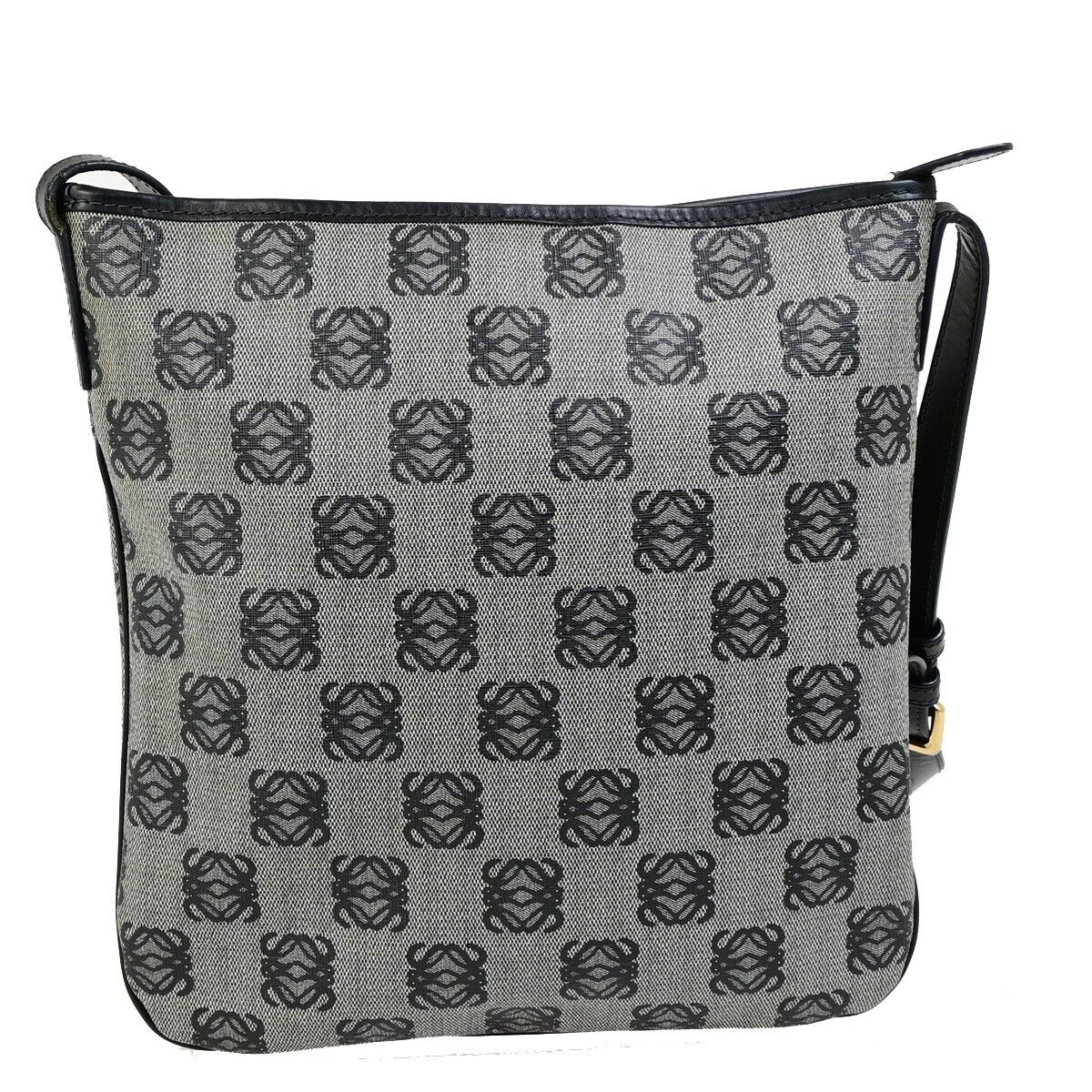 LOEWE Logo Anagram Crossbody Shoulder Bag PVC Leather Navy Blue GHW 32EC953