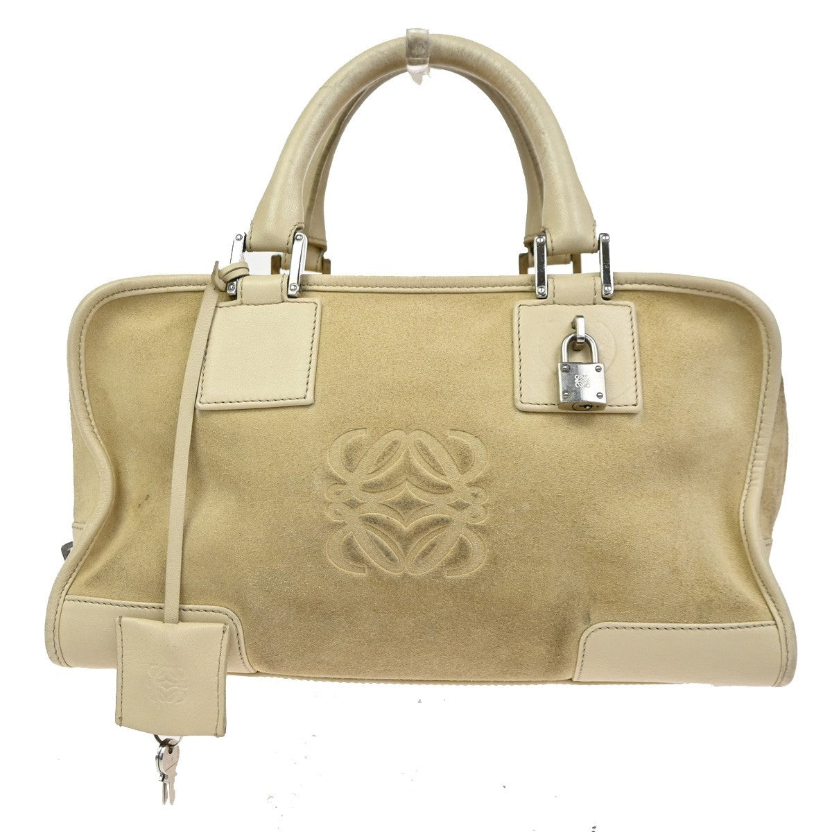 LOEWE Anagram logo Amazona 28 Handbag Suede Leather Beige Spain SHW 38CA785