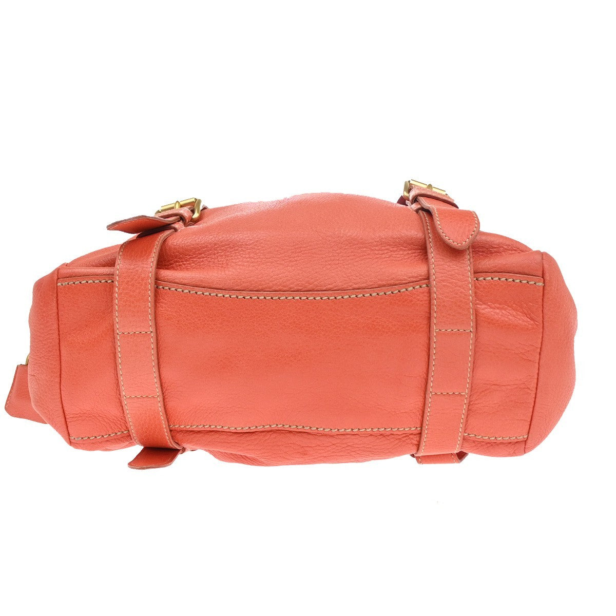PRADA Logo Shoulder Tote Bag Leather Orange GHW Italy 34KP583