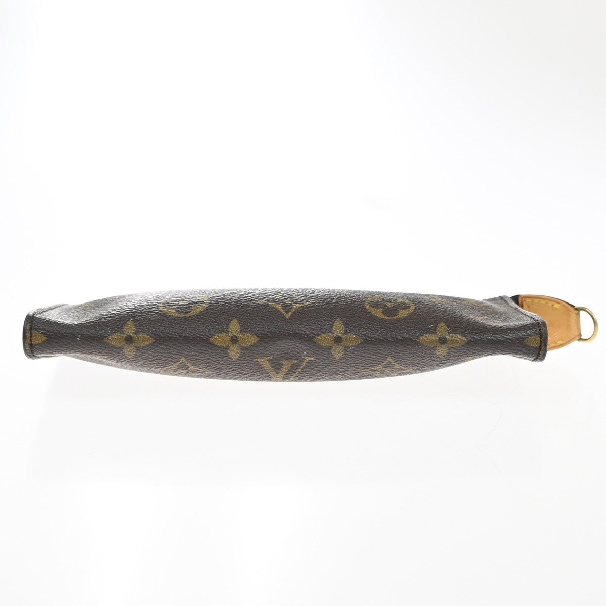 LOUIS VUITTON LV Logo Bucket GM Pouch Bag Monogram Leather Brown Gold 66KP601