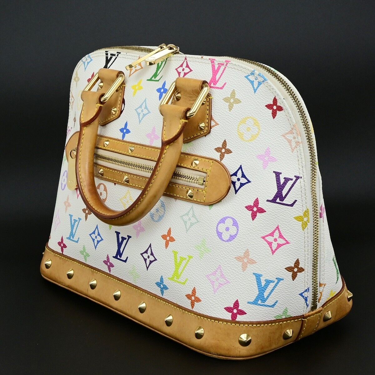 LOUIS VUITTON LV Logo Alma Hand Bag Monogram Multi Color White M92647 689RF219