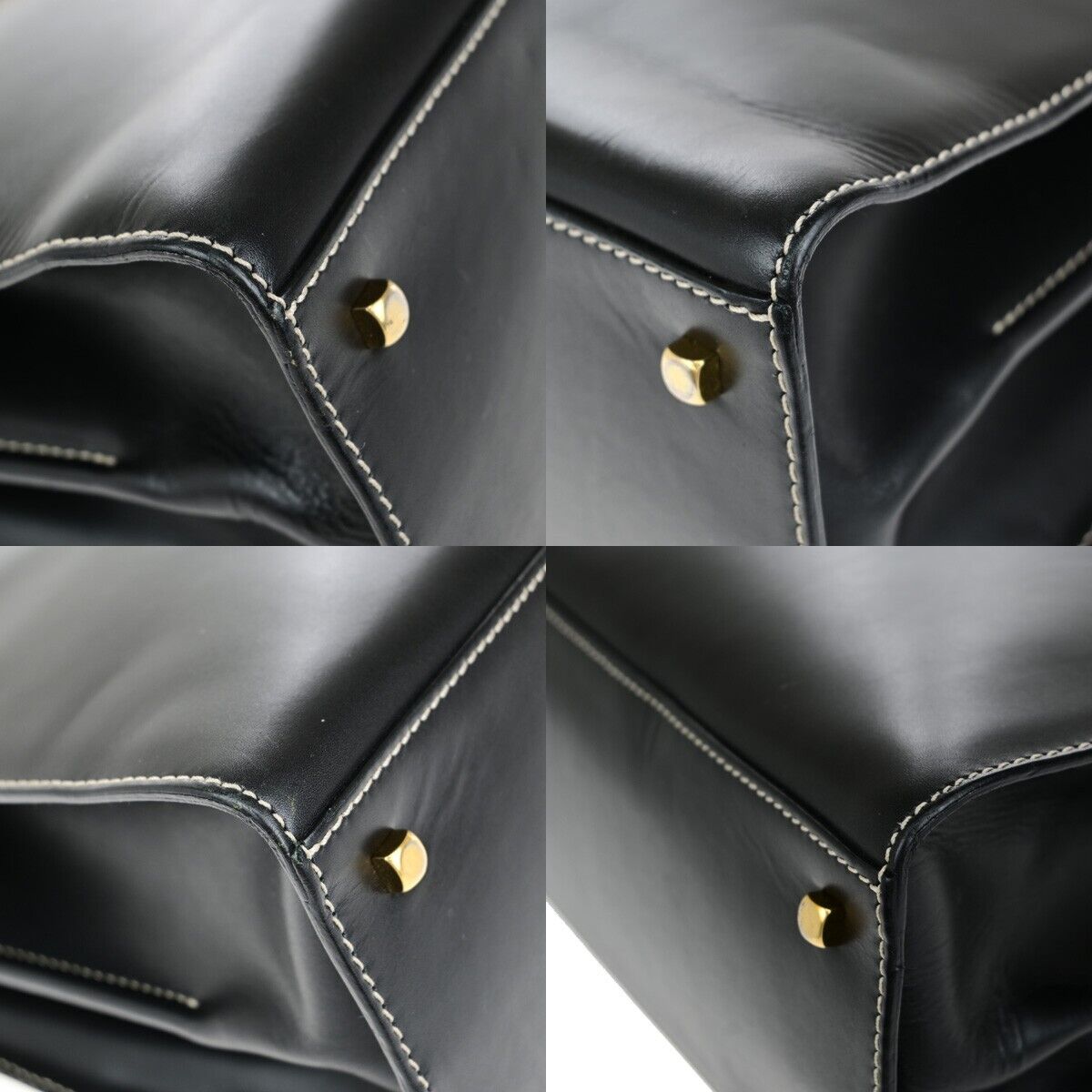 SALVATORE FERRAGAMO Gancini Top Handle Hand Bag Leather Black GHW Italy 35ED328