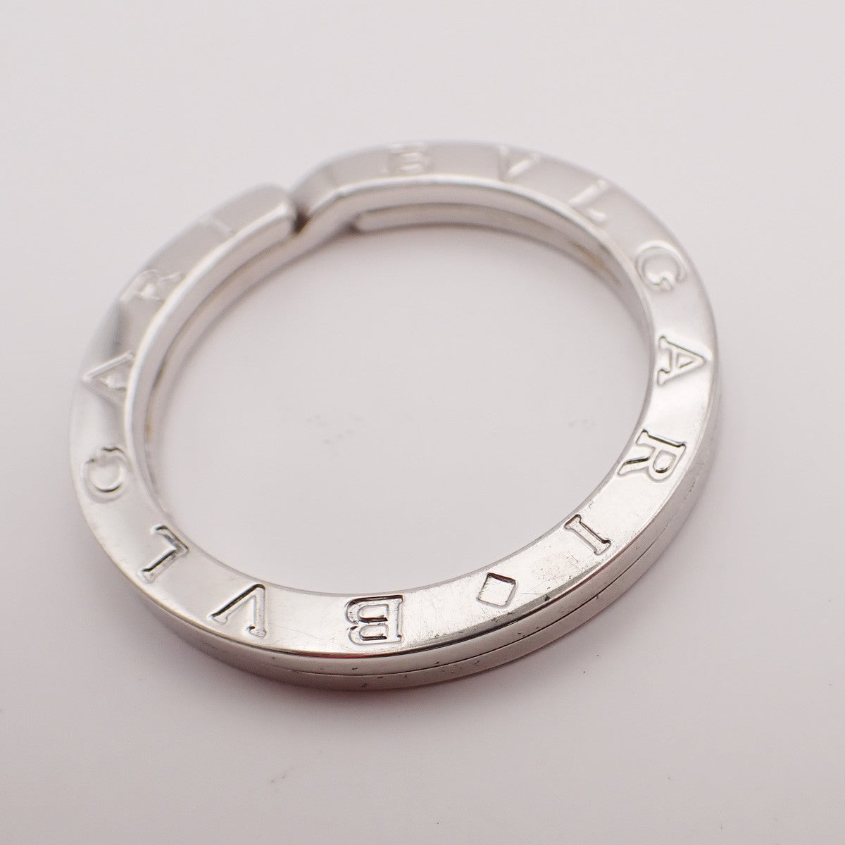 BVLGARI Logo Key Ring Silver Ag 925 Accessory Italy 02EG278