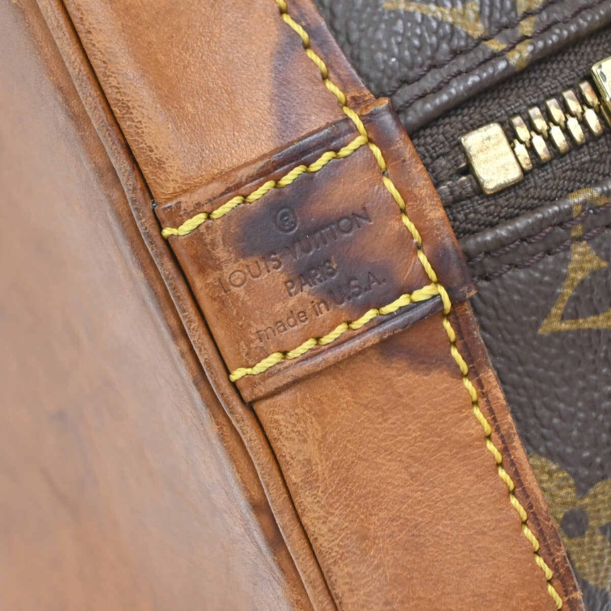 LOUIS VUITTON LV Logo Alma Hand Bag Monogram Leather Brown U.S.A. SD0995 61EE209