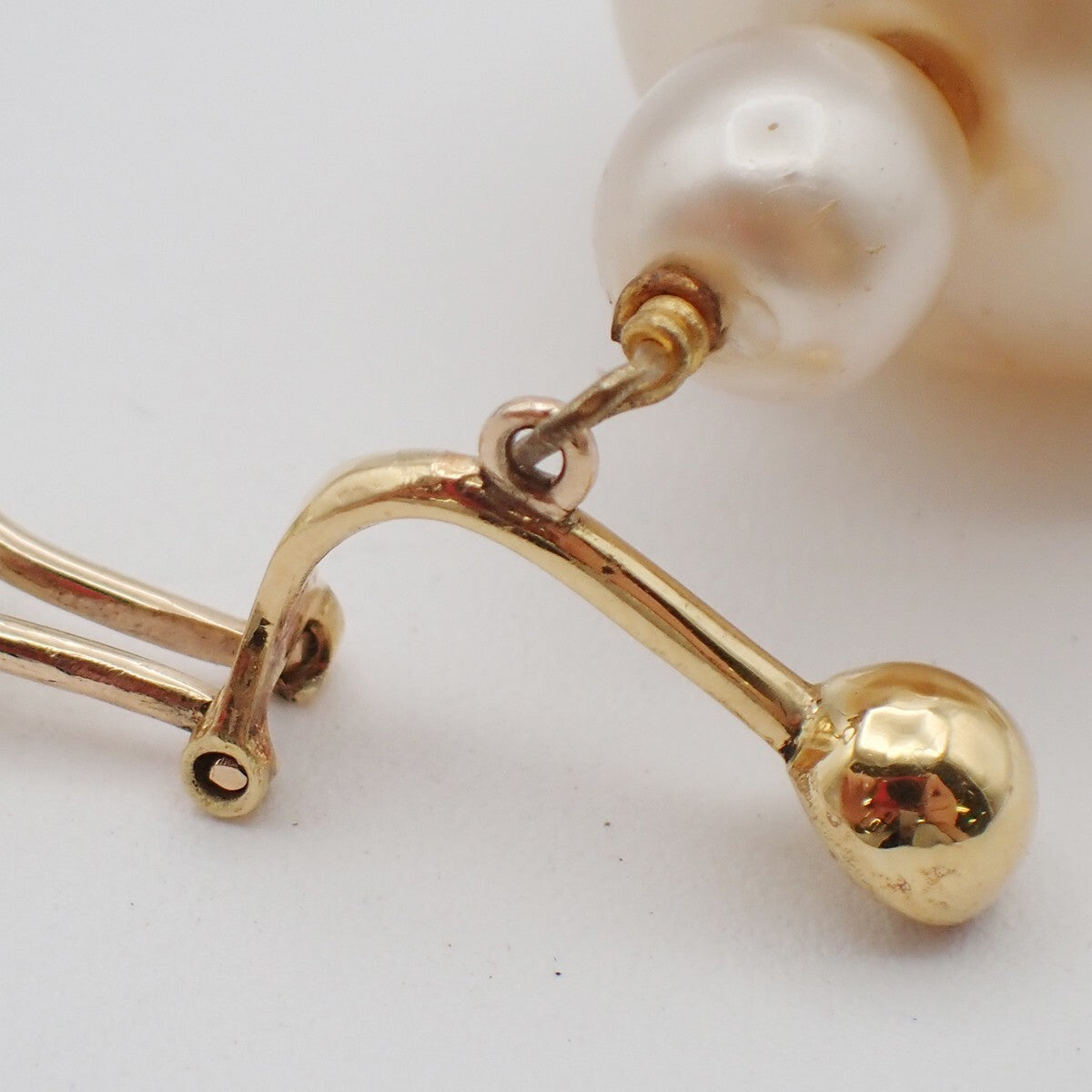 CHANEL CC Logo Imitation Pearl Dangle Drop Earrings Clip-On White GHW 36RF369