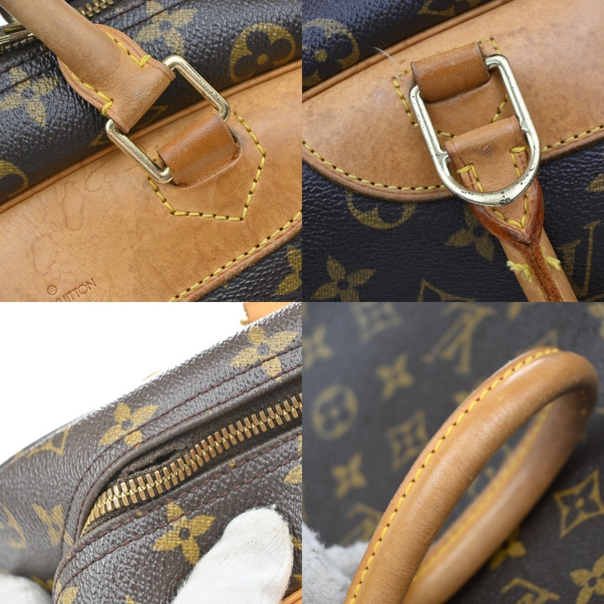 LOUIS VUITTON LV Logo Deauville Hand Bag Monogram Leather Brown M47270 32KP222