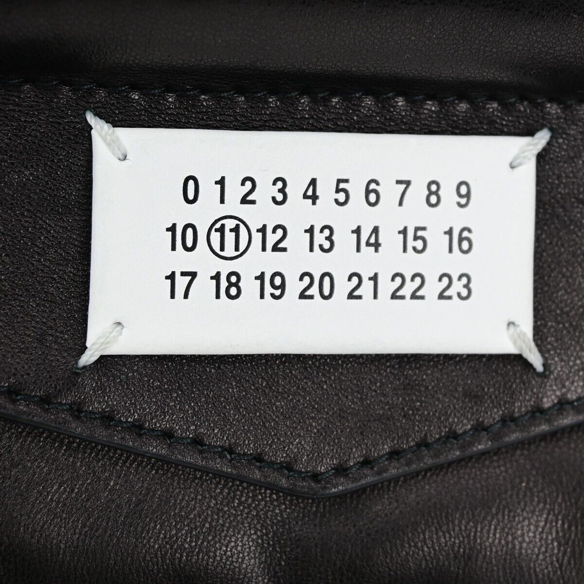 MAISON MARGIELA Logo Glam Slam Chain Clutch Hand Bag Leather Black Silve 40RF146