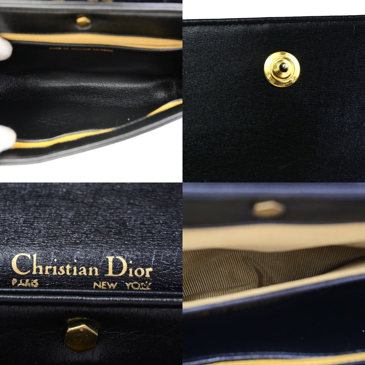 CHRISTIAN DIOR Logo Trotter Pattern Shoulder Bag Canvas Leather Brown 87CB037