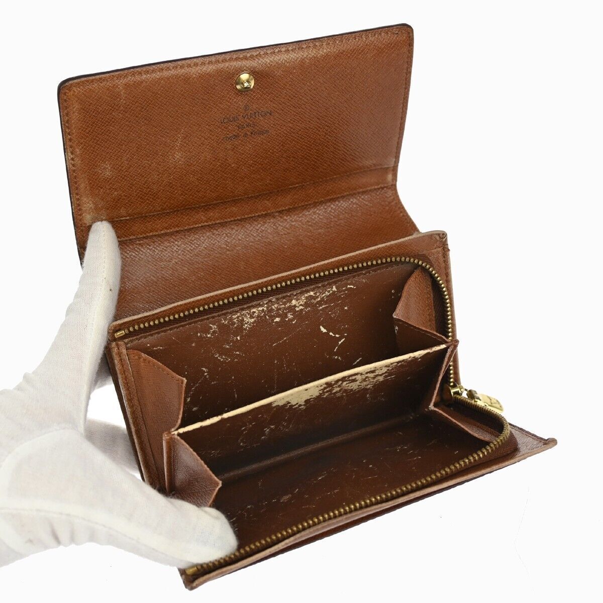 LOUIS VUITTON 3 Set Long Bifold Wallet Purse Monogram Leather Brown 68GA197