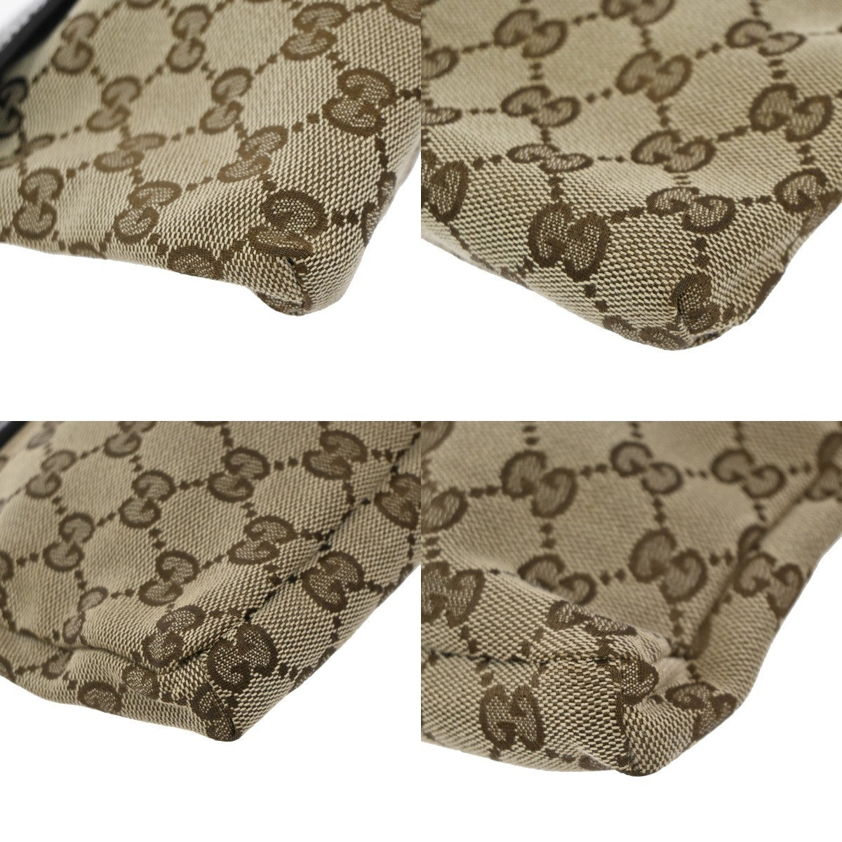 GUCCI GG Logo Double Pocket Bum Bag Canvas Leather Brown SHW Italy 85EG285