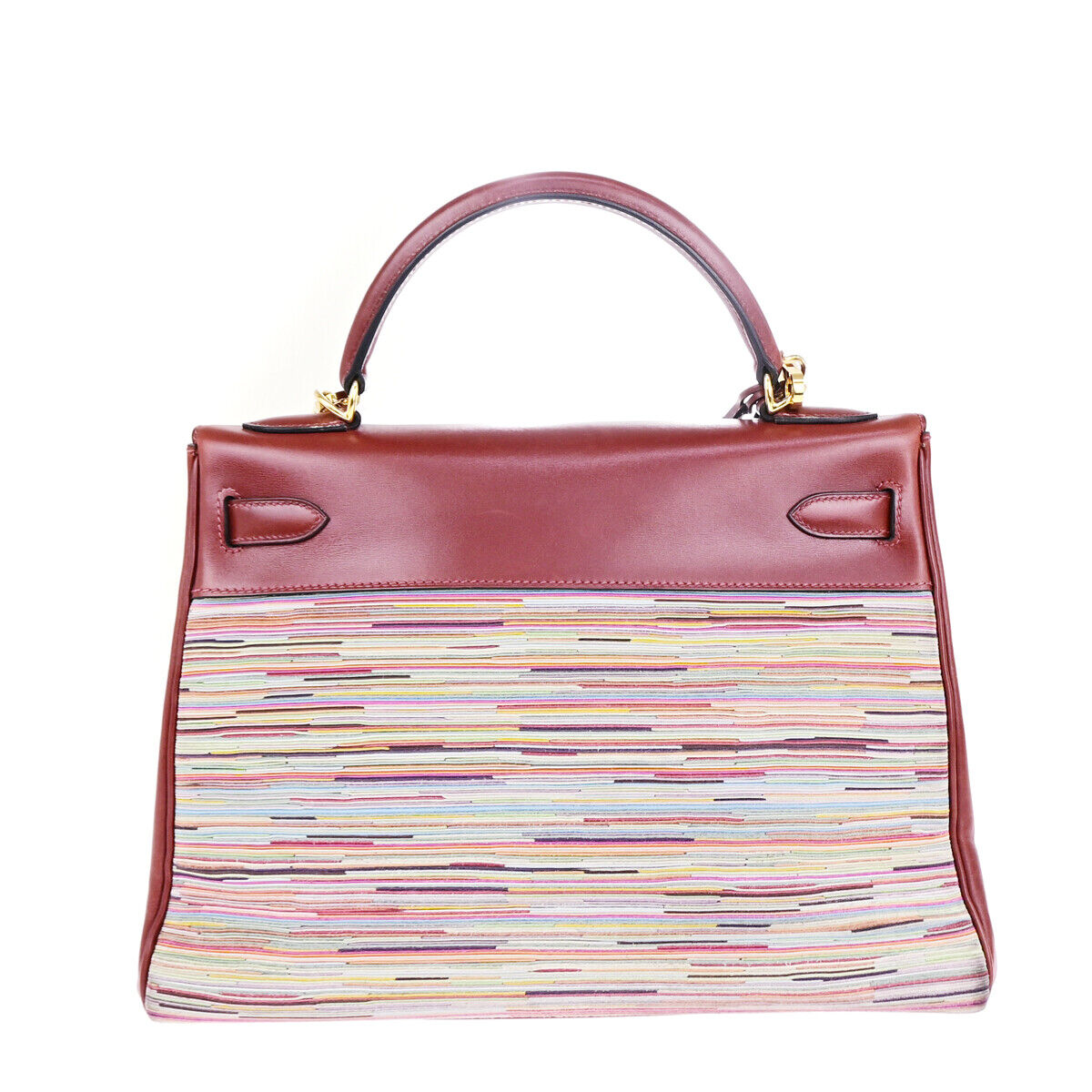 HERMES Kelly 32 Retourne 2Way Hand Bag □F Vibrato Leather Rouge H GHW 6030RK681