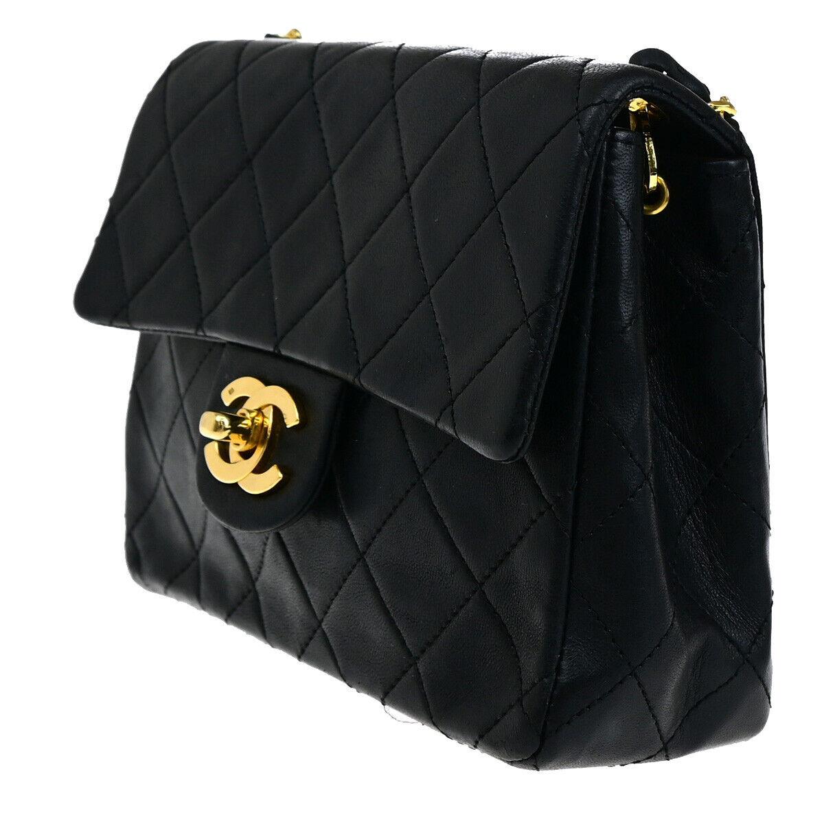 CHANEL CC Mini Matelasse Chain Shoulder Bag Leather GHW Black Vintage 359RJ892