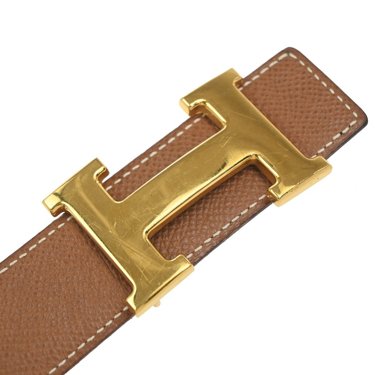 HERMES Logo Constant Reversible Buckle Belt Size 70 Leather Black BN GHW 82RL951
