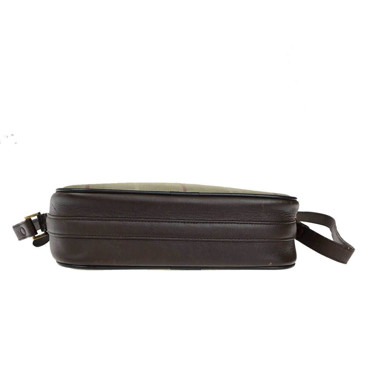 Burberrys Logo Shoulder Bag Check Canvas Leather Brown GHW 05YG581