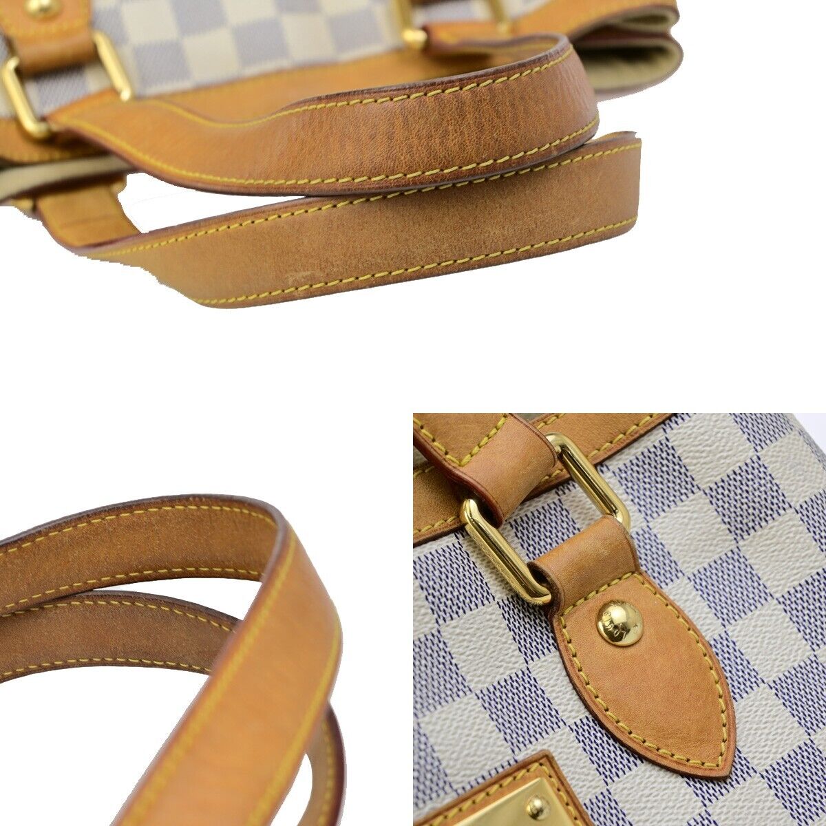 LOUIS VUITTON Hampstead PM Shoulder Bag Damier Azur Leather White N51207 16KA486