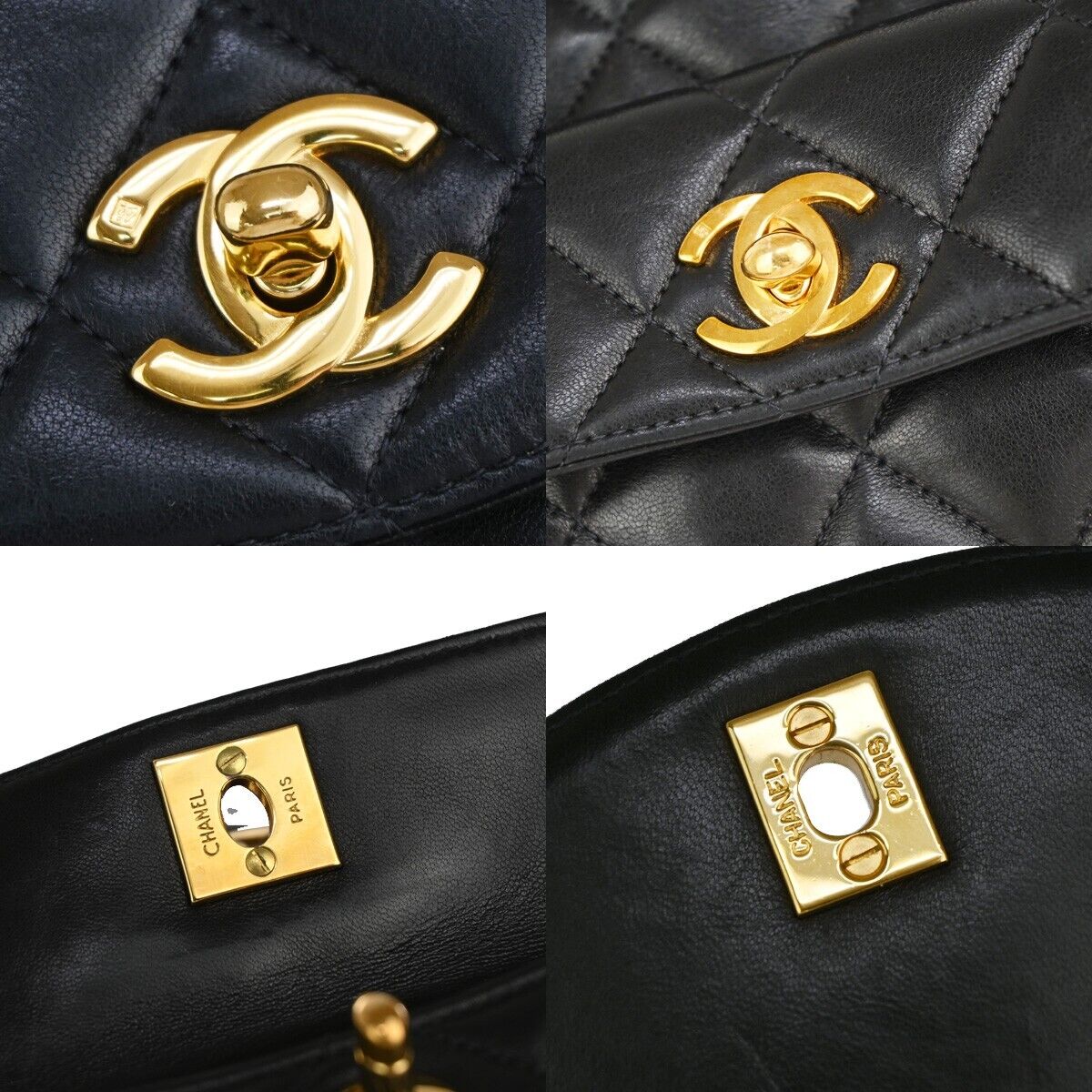 CHANEL CC Logo Matelasse Chain Backpack Bag Leather Black GHW Vintage 731RJ682