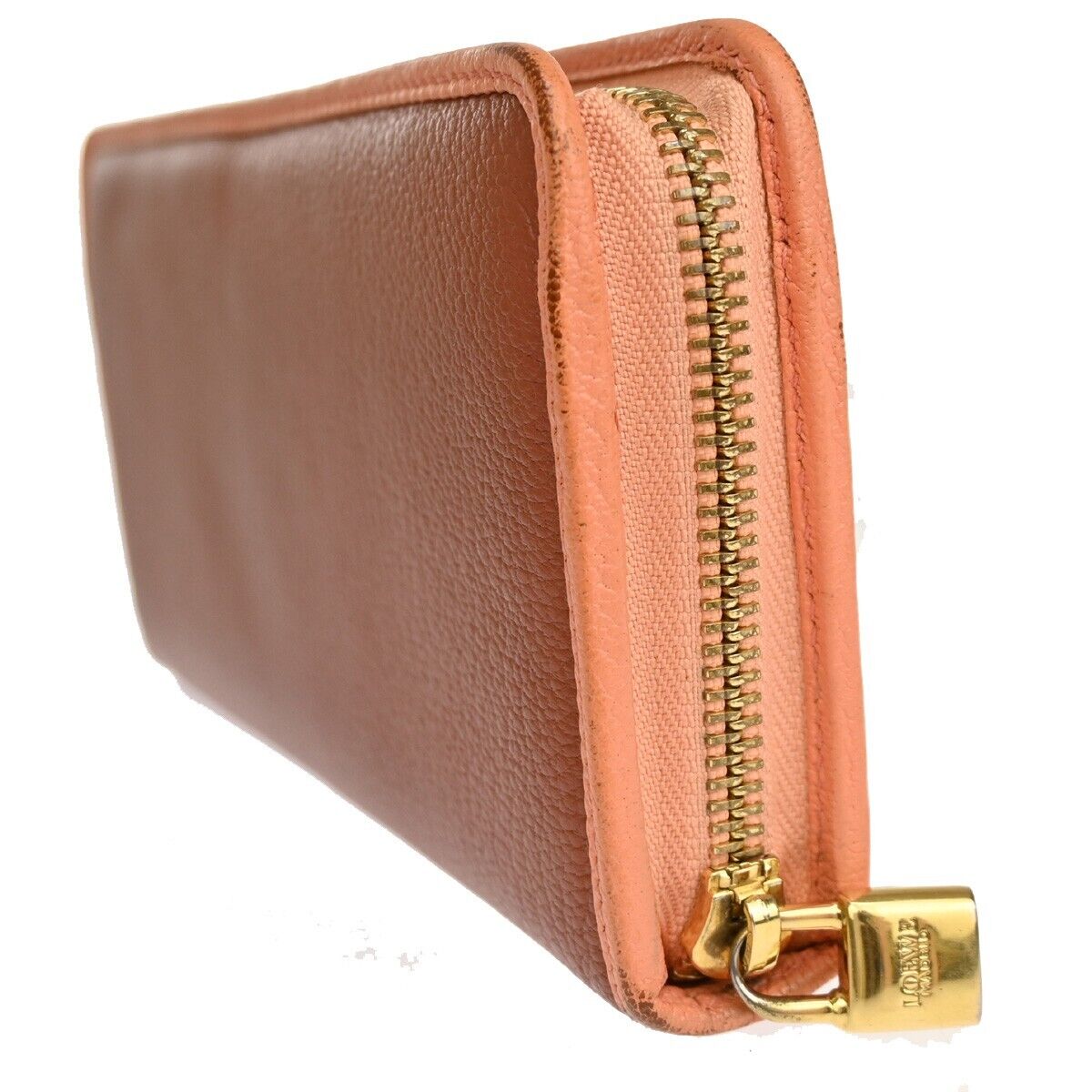 LOEWE Logo AMAZONA Long Wallet Purse Leather Brown Gold-Plated Spain 31SH544