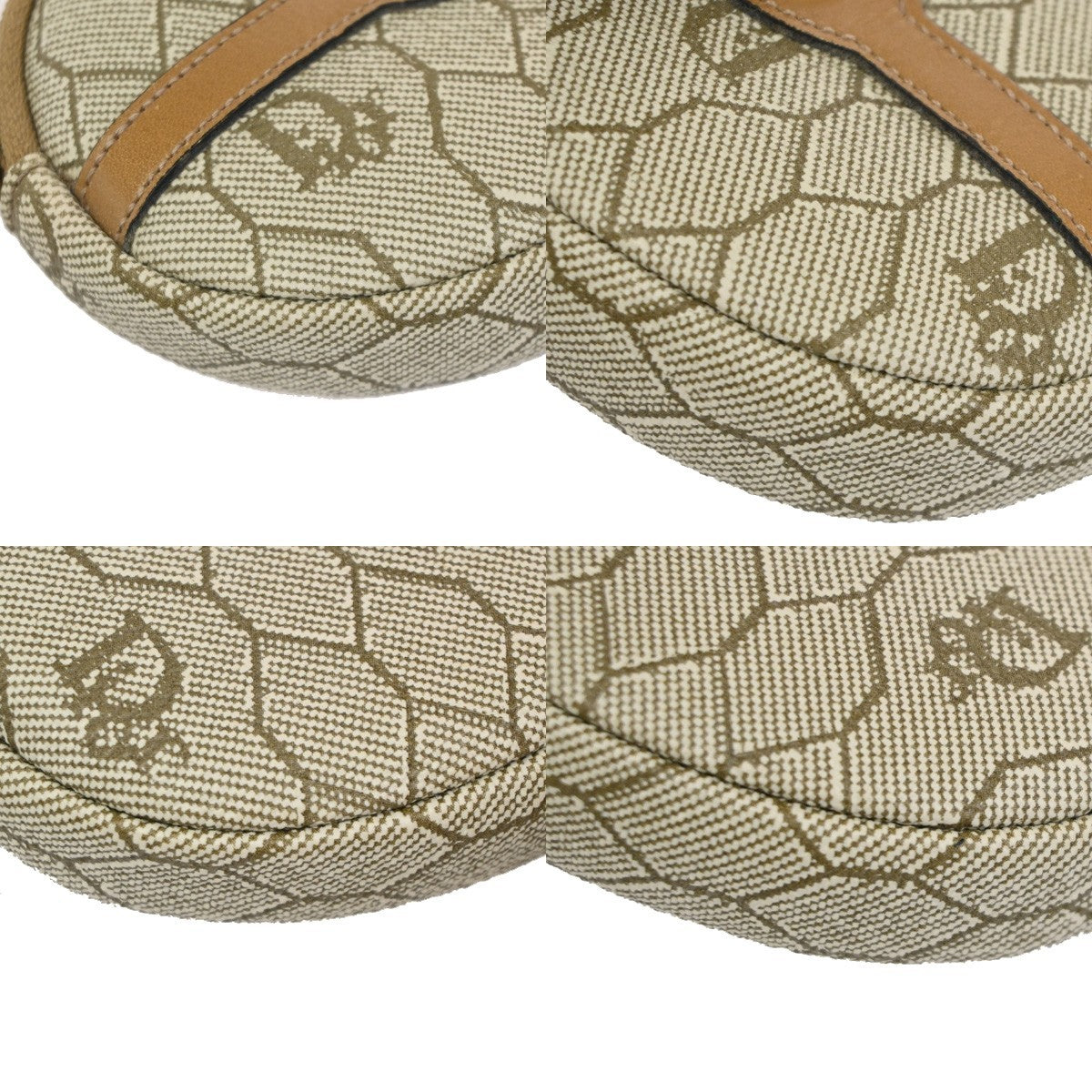 CHRISTIAN DIOR Logo Honeycomb Coin Wallet PVC Leather Beige 03TA565