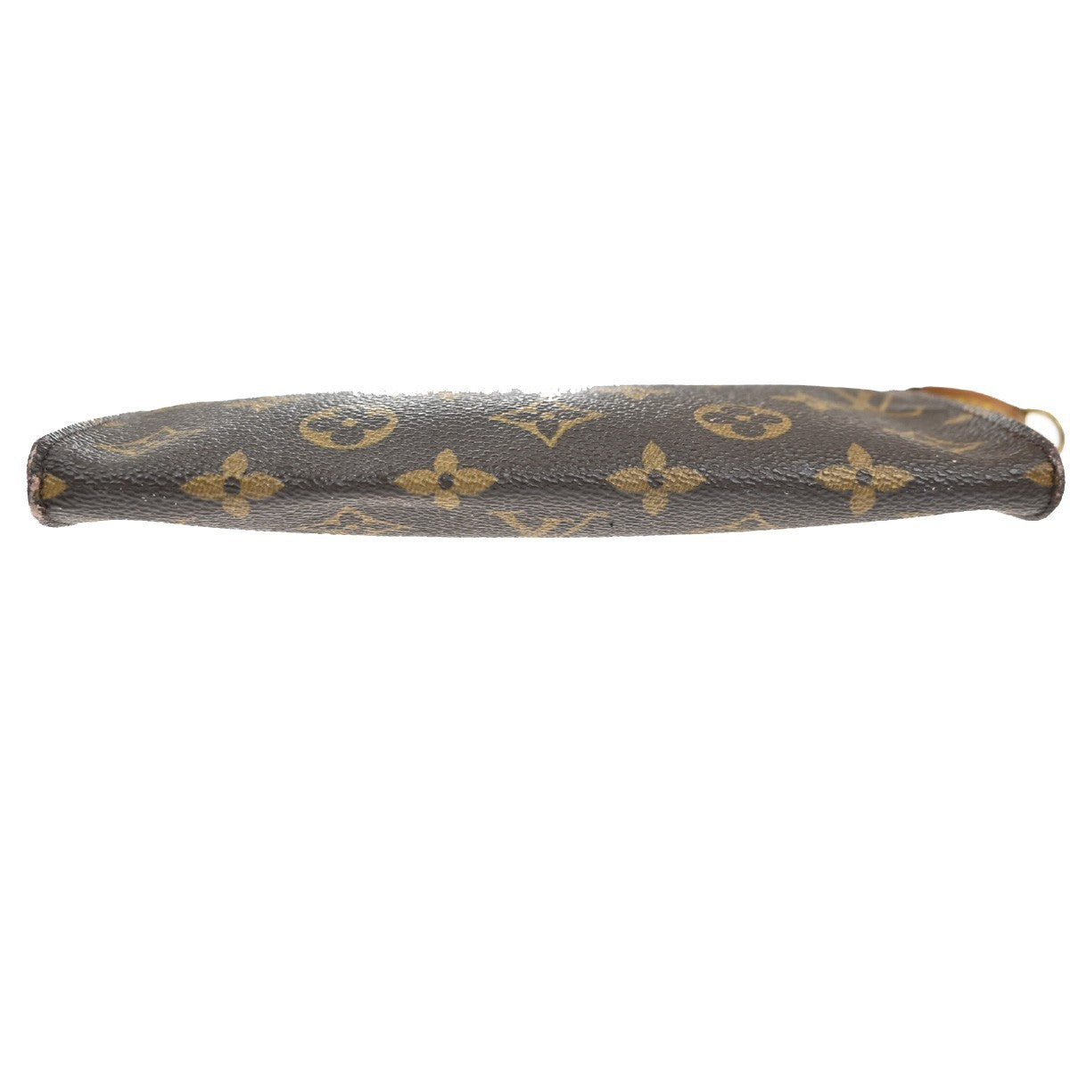 LOUIS VUITTON LV Logo Bucket GM Pouch Bag Monogram Leather Brown Gold 05MA328