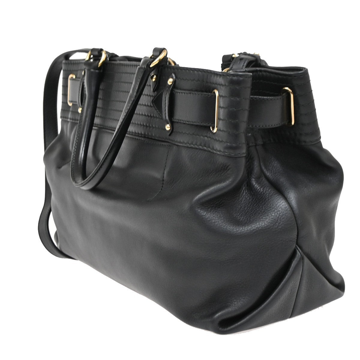SALVATORE FERRAGAMO Gancini 2Way Shoulder Bag Leather Black GHW Italy 81RL585