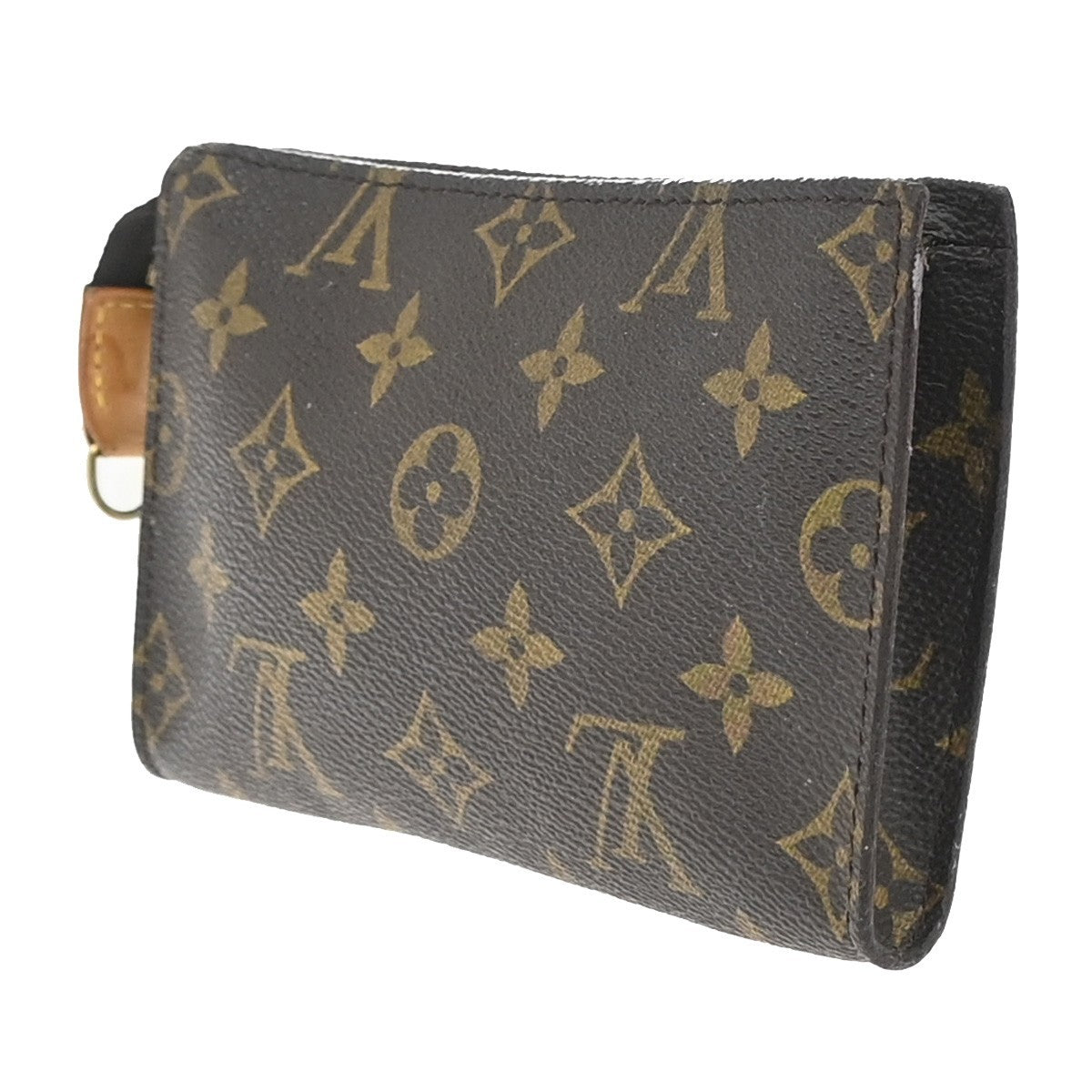 LOUIS VUITTON Logo BUCKET PM Pouch Bag Monogram Leather Brown France 05KP598