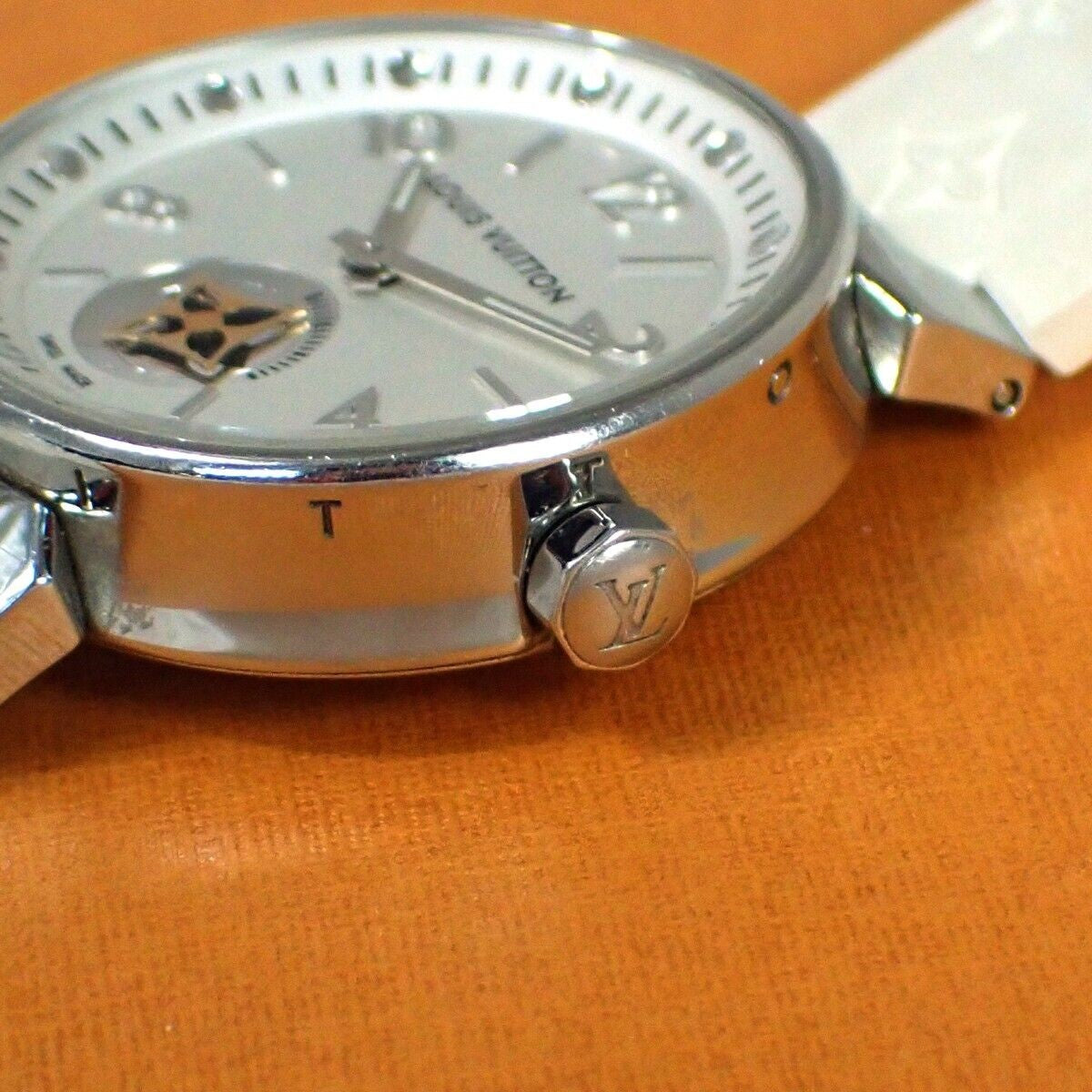 LOUIS VUITTON Tambour Moonstar Quartz Watch Rubber Band White Q8J10 680RH773