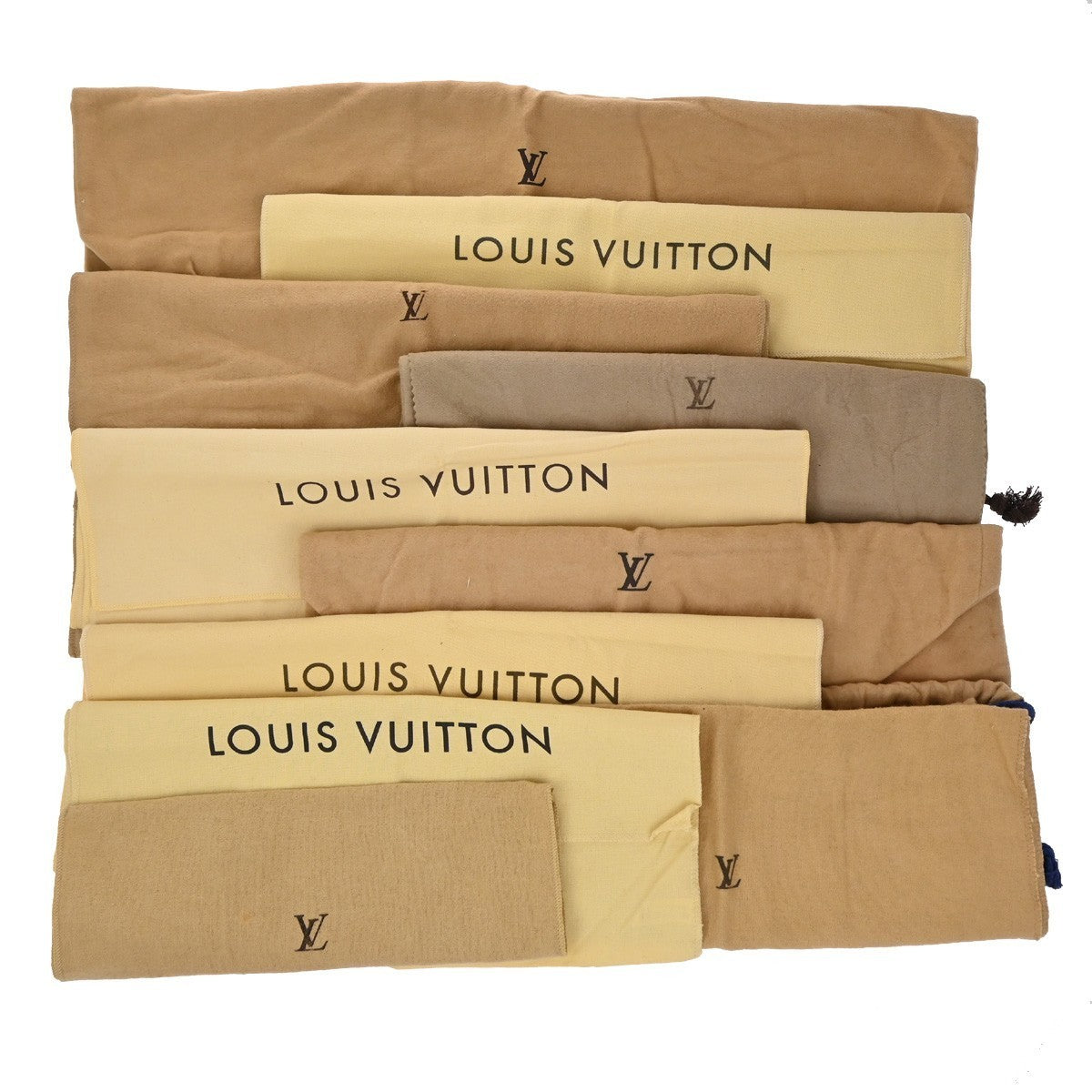 LOUIS VUITTON Logo 10 Set Dust Bag Drawstring Canvas Cotton Beige Brown 09KP179