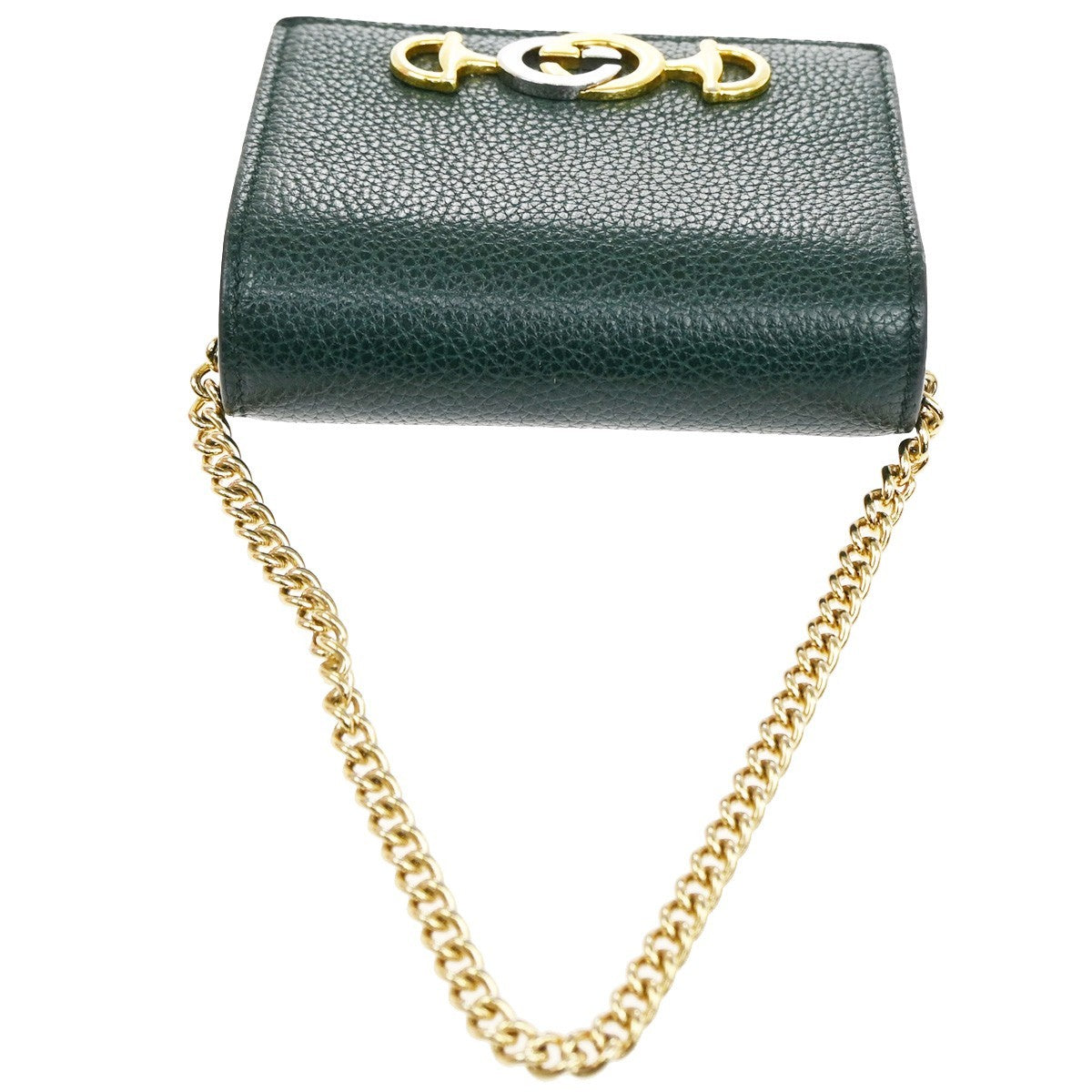 GUCCI G Horsebit Bifold Wallet Leather Green GHW Italy 34RL598