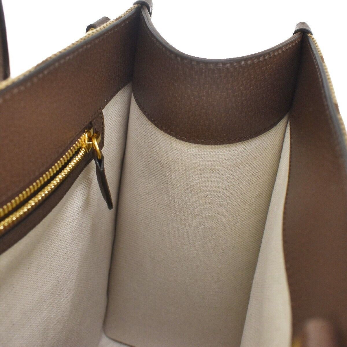 GUCCI Jumbo GG 2Wy Shoulder Hand Bag Canvas Leather Brown Gold Italy 641RC768