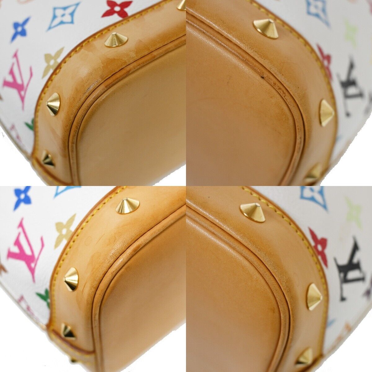 LOUIS VUITTON Logo Alma Hand Bag Monogram Multi Leather White M40443 600RH559