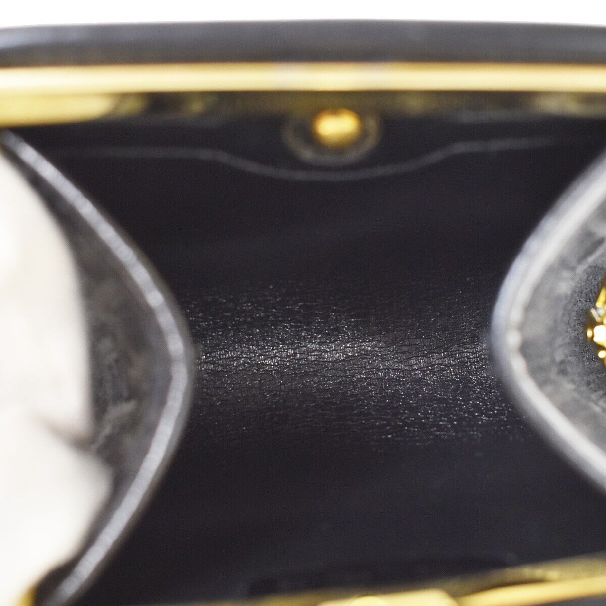 CHRISTIAN DIOR Trotter Clasp Coin Case Wallet Canvas Leather Black Gold 36JH723
