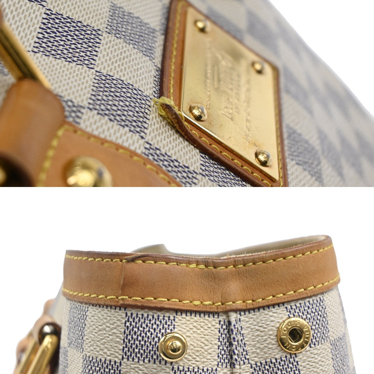 LOUIS VUITTON Hampstead PM Shoulder Bag Damier Azur Leather White N51207 75AA082
