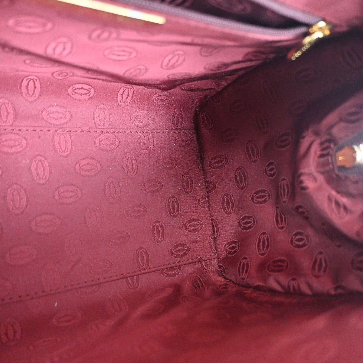 MUST DE CARTIER 2C Logo Shoulder Hand Bag Leather Red Bordeaux GHW Spain 87RL922