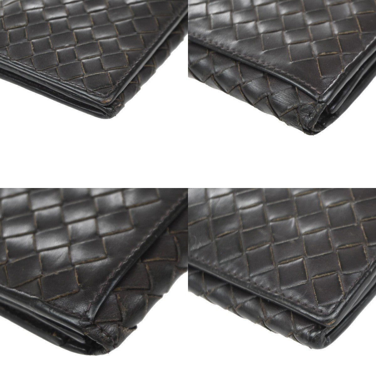 BOTTEGA VENETA Logo Intrecciato Long Bifold Wallet Leather Brown Italy 05EG087