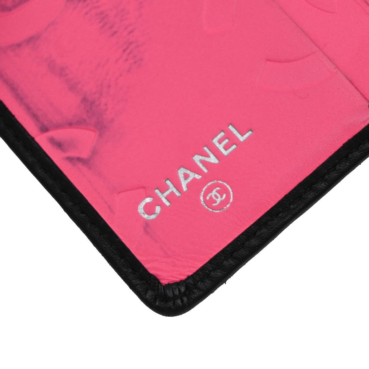 CHANEL CC Logo Cambon Bifold Wallet Leather Black Pink France 30KP049