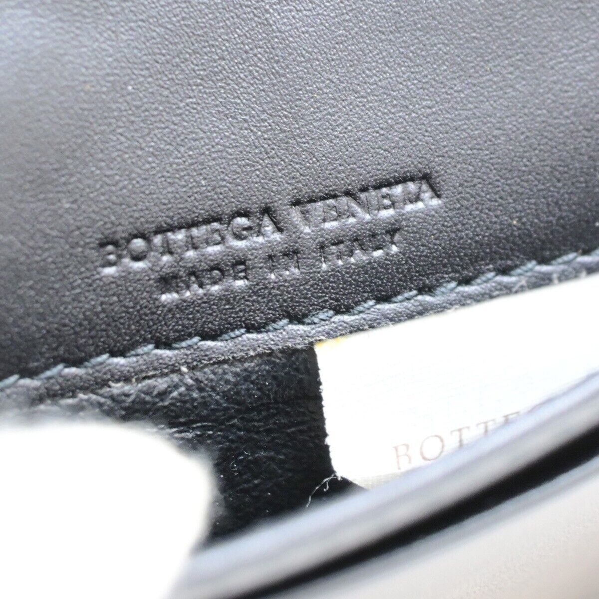 BOTTEGA VENETA Logo Intrecciato Card Holder Wallet Leather Black Italy 64FB224