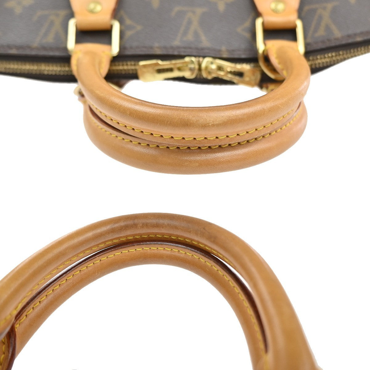 LOUIS VUITTON LV Logo Alma Hand Bag Monogram Leather Brown France M51130 17MA583