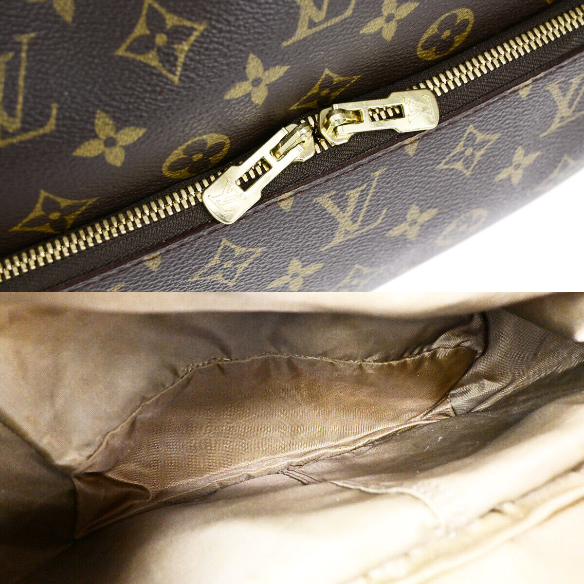 LOUIS VUITTON LV Logo Evasion Hand Bag Monogram Leather Brown M41443 75RK672