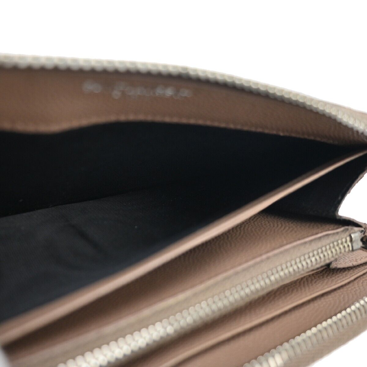 SAINT LAURENT YSL Logo Bifold Zipper Wallet Purse Leather Brown Italy 64EA259