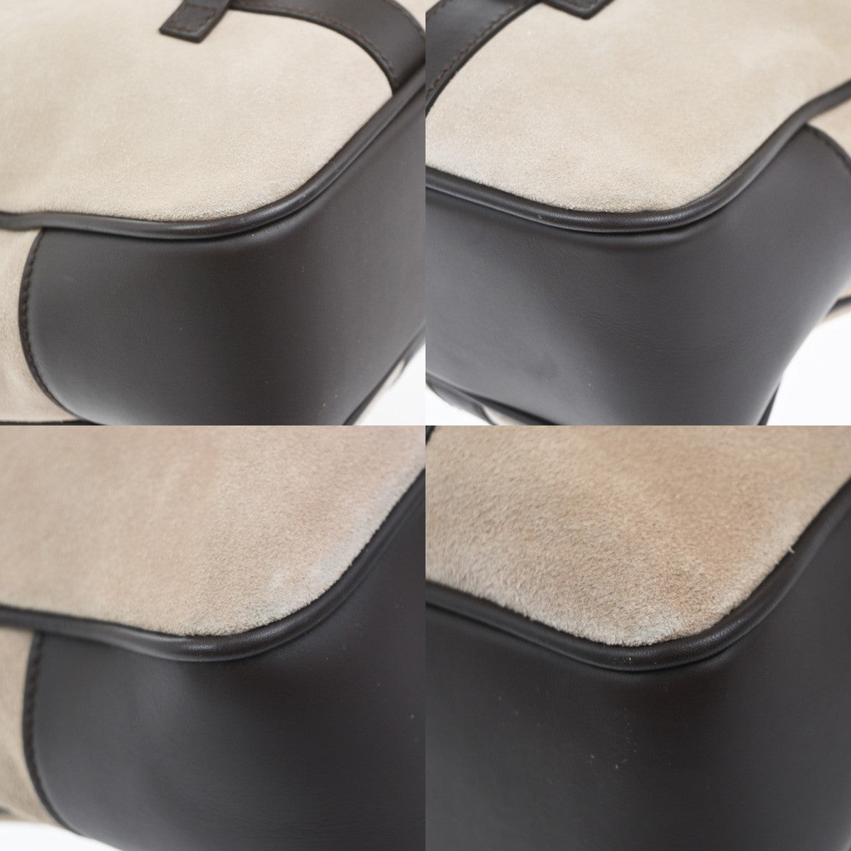 SALVATORE FERRAGAMO Logo Gancini Tote Hand Bag Suede Leather Brown Italy 36KP440