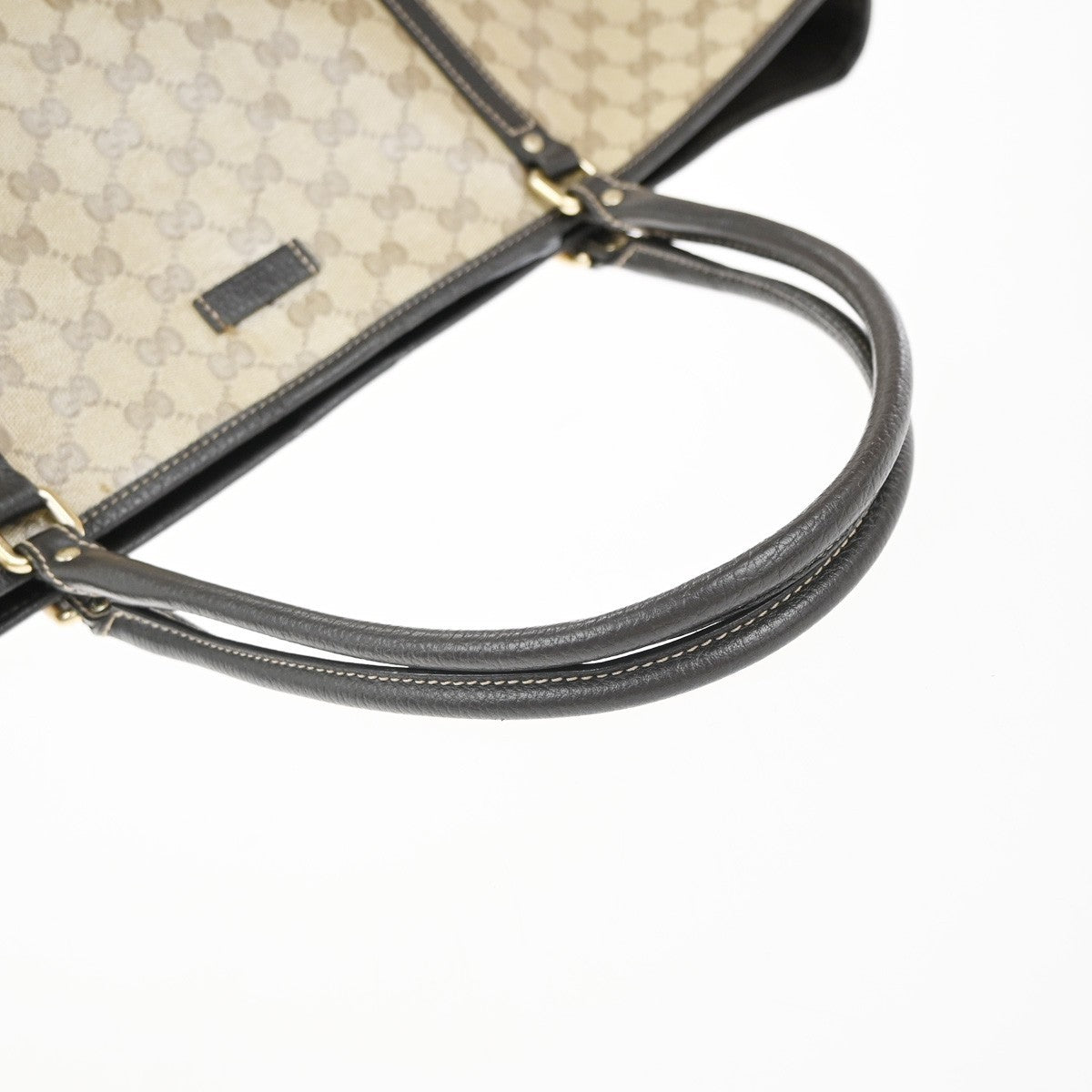 GUCCI GG Pattern Crystal Shoulder Tote Bag Coating Canvas Leather Brown 87EG286