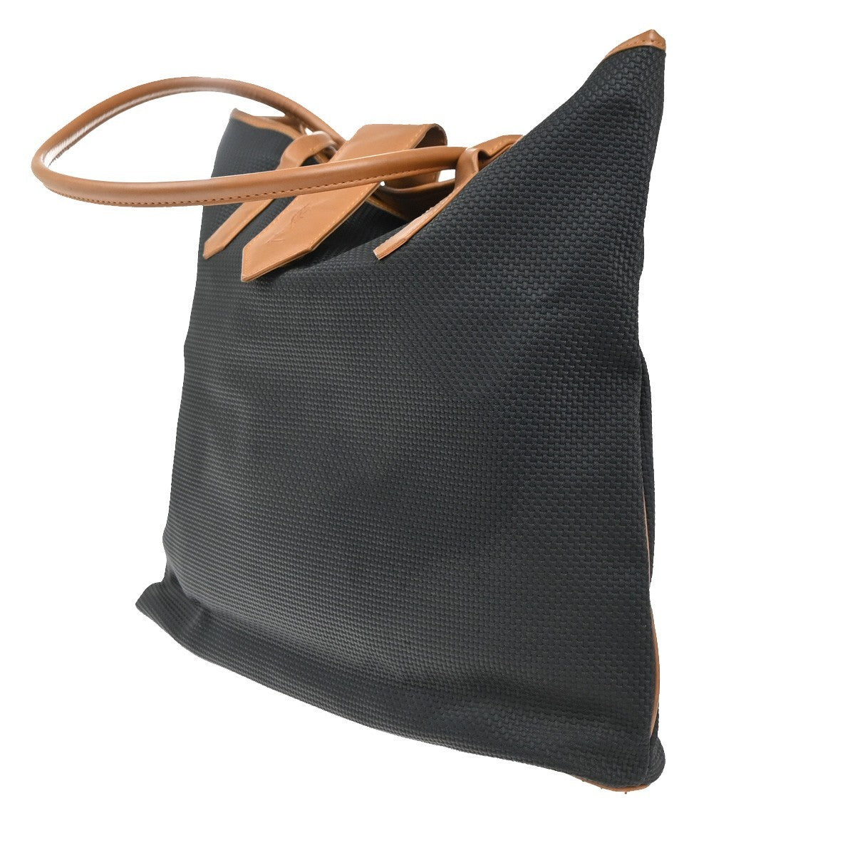 YVES SAINT LAURENT Logo Shoulder Tote Bag PVC Leather Brown Black GHW 62EG289