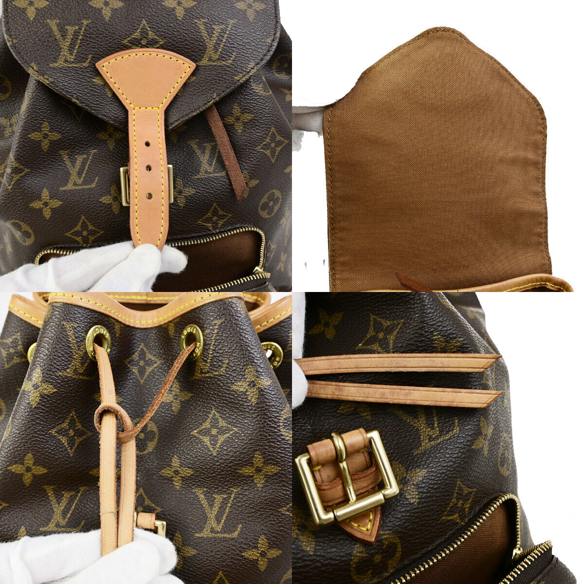 LOUIS VUITTON Montsouris MM Backpack Bag Monogram Leather Brown M51136 18SJ505