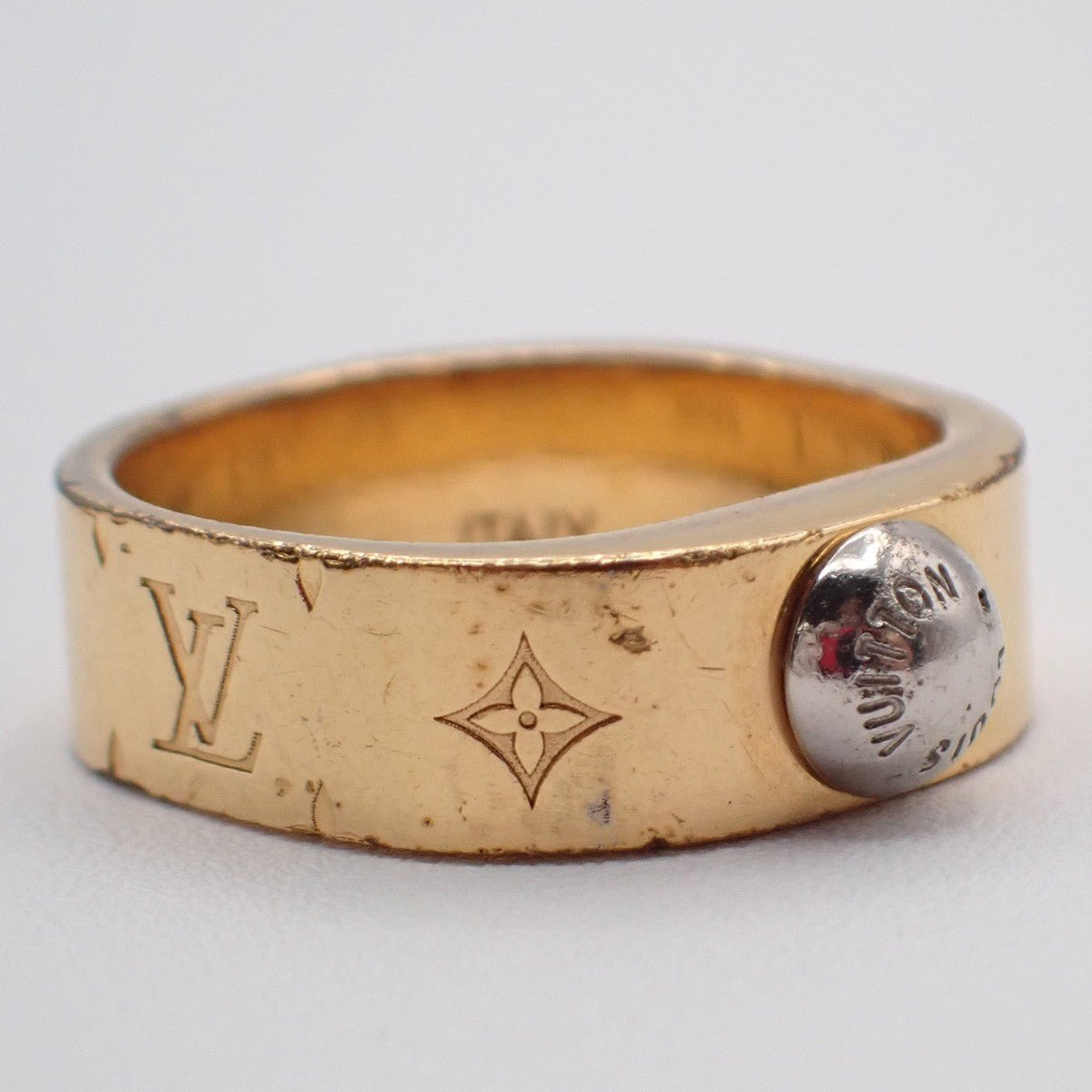 LOUIS VUITTON Nanogram Ring Size S Gold Silver M00210 Italy Accessory 04KP060
